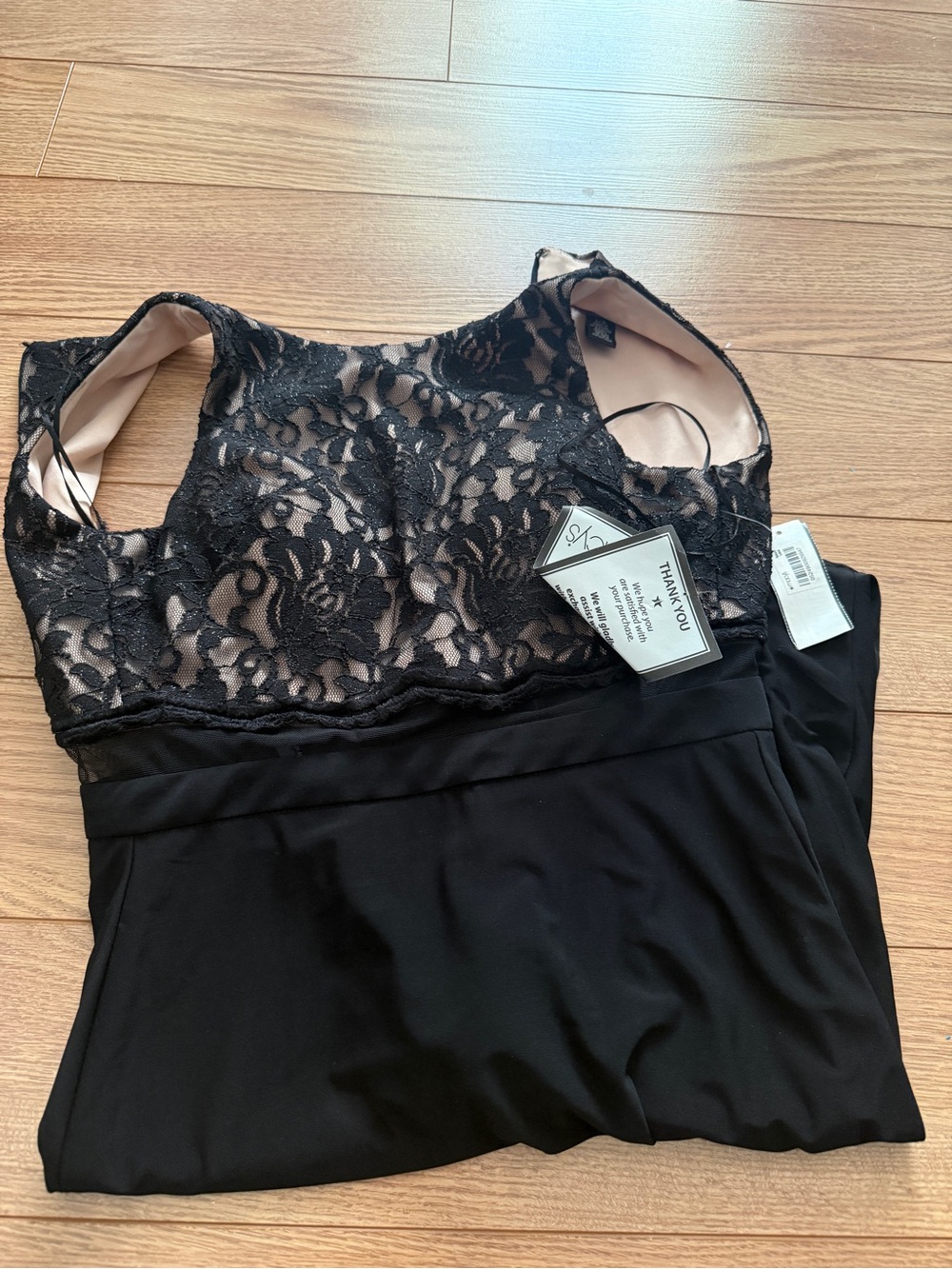Black Lace-Overlay Juniors Homecoming Dress